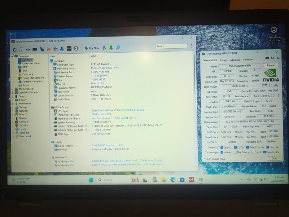 Dell Precision 3550 Core i7-10610U 16GB 512GB SSD 15.6