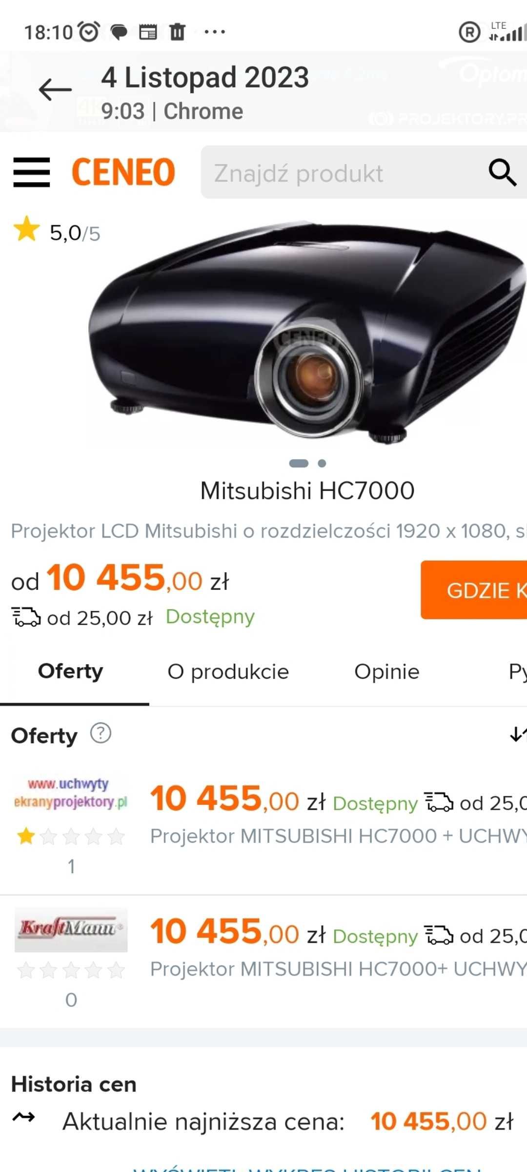 Sprzedam projektor Mitsubishi HC7000