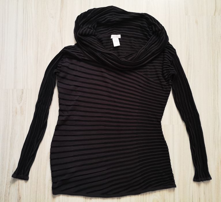 Czarna bluzka z długim rękawem, luźny golf CACHE rozmiar M