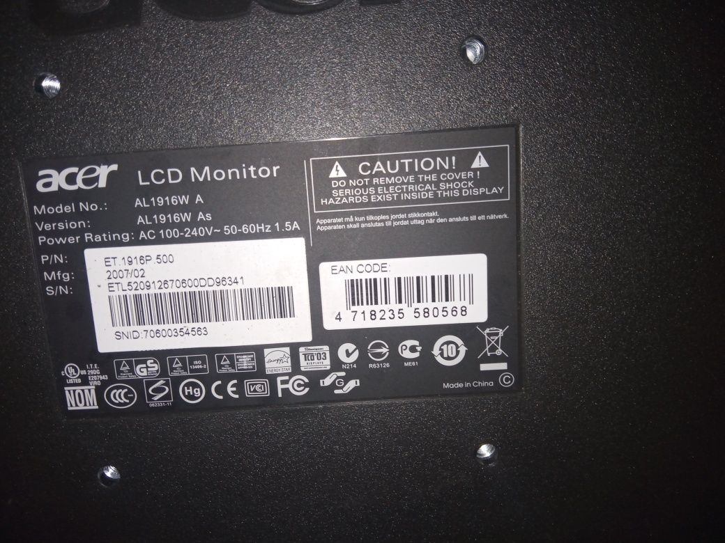 Продам монітор Acer 19'