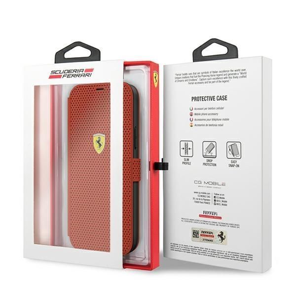 Etui Ferrari iPhone 12 Mini 5,4" Czerwony Book On Track Perforated