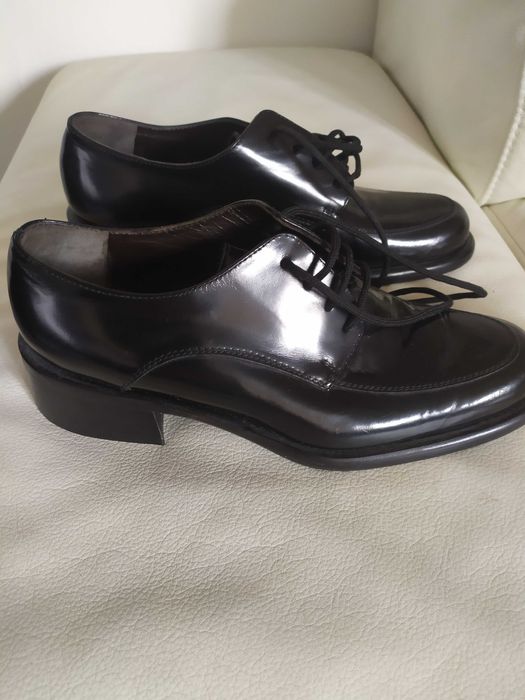 nowe, skórzane, czarne, włoskie buty eleganckie dla chłopca - komunia