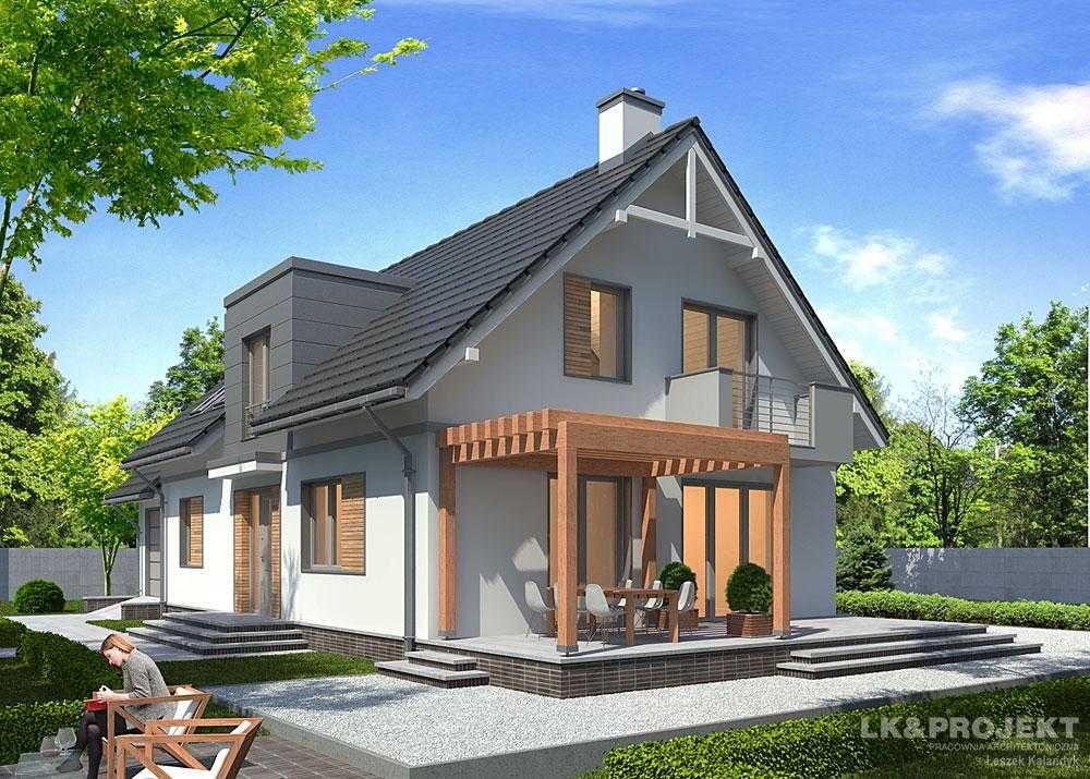 Projekt domu idealnego z użytkowym poddaszem i garażem - LK-911