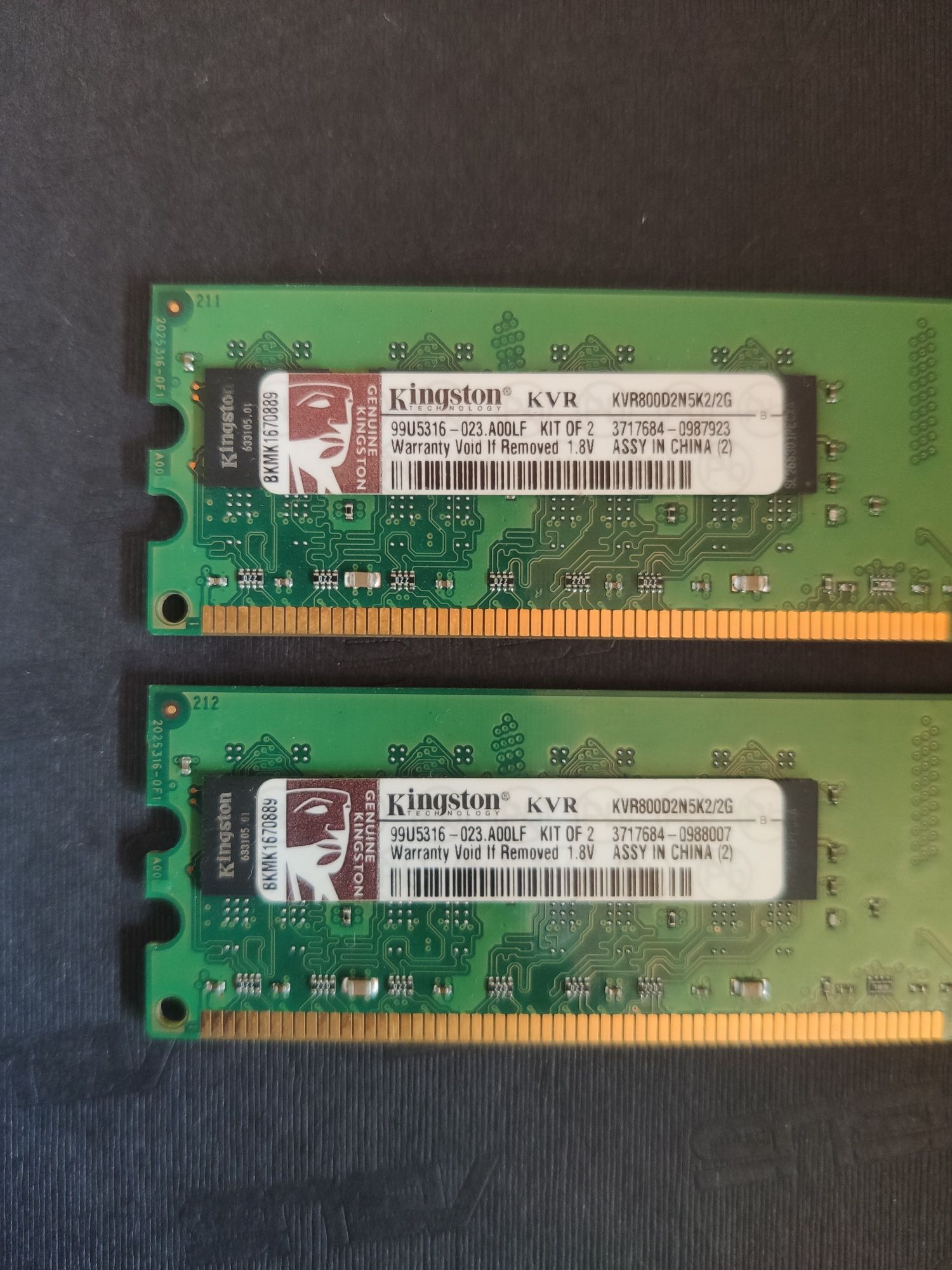 Pamięć RAM Kingston 2GB (2x1GB) DDR2 800MHz CL5 – KVR800D2N5K2/2G