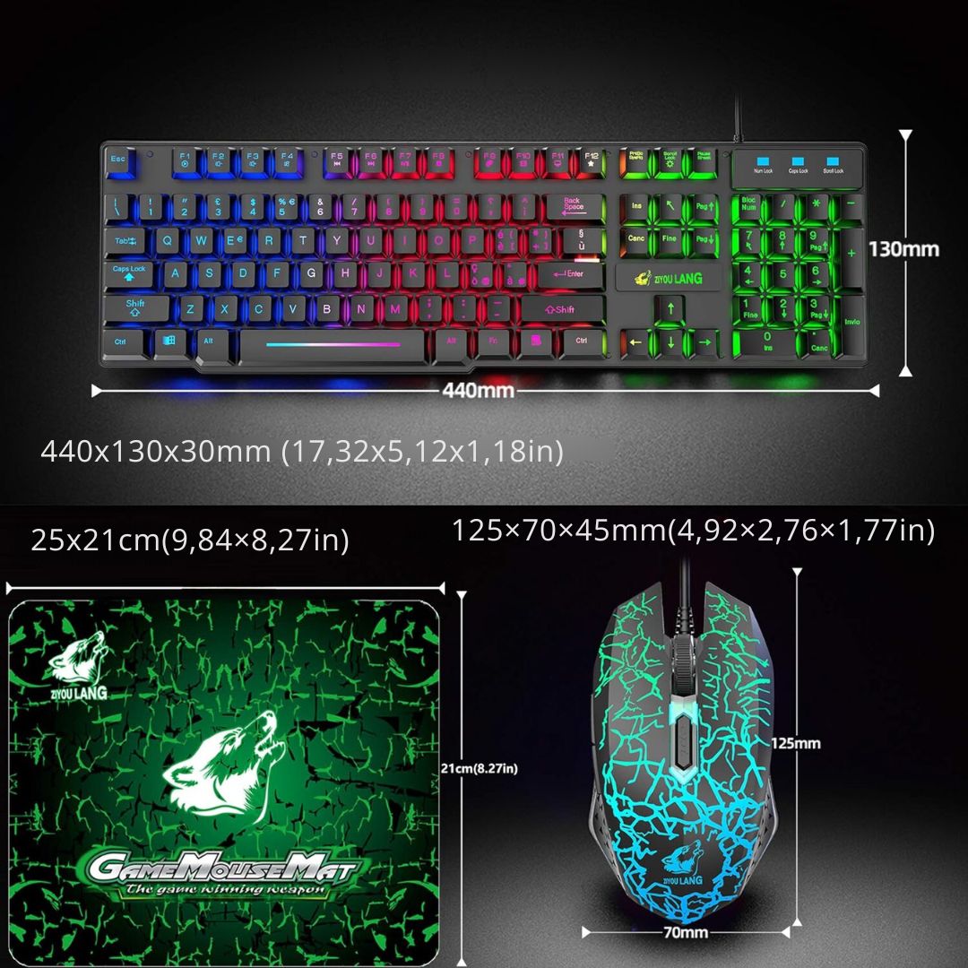 Gamingowa klawiatura QWERTY mysz do gier polskie znaki włoski layout