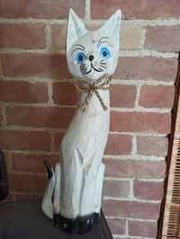 Duży drewniany kot , figurka , dekoracja