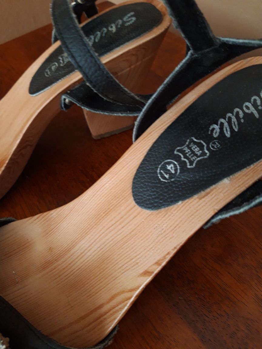 Śliczne sandałki drewniaki rozmiar 41 wkładka 26cm