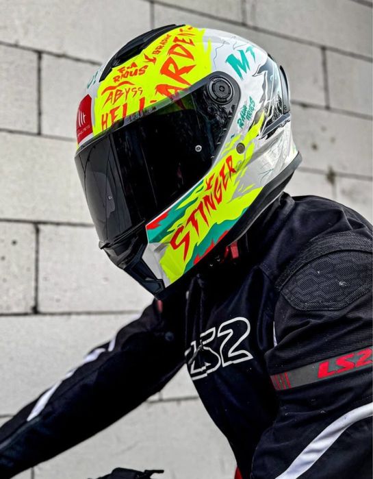 Мото шолом MT stinger 2, шлем мт стінгер 2 інтеграл, іспанський жовтий