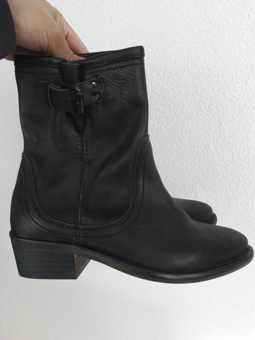 Botas pretas Zara pele genuína