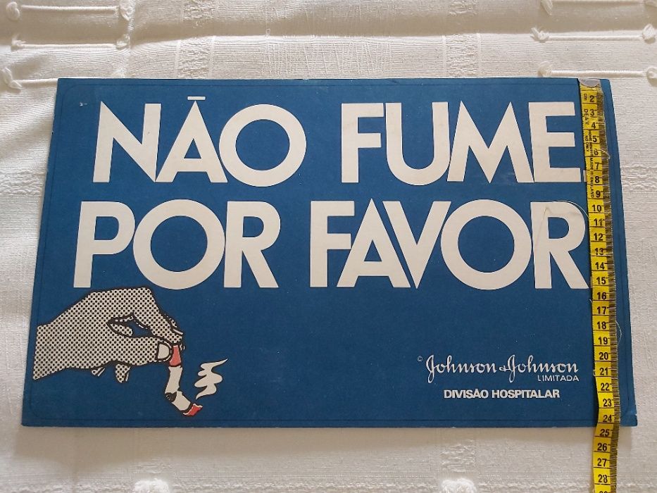 Cartaz antigo - NÃO FUME POR FAVOR - Johnson & Johnson