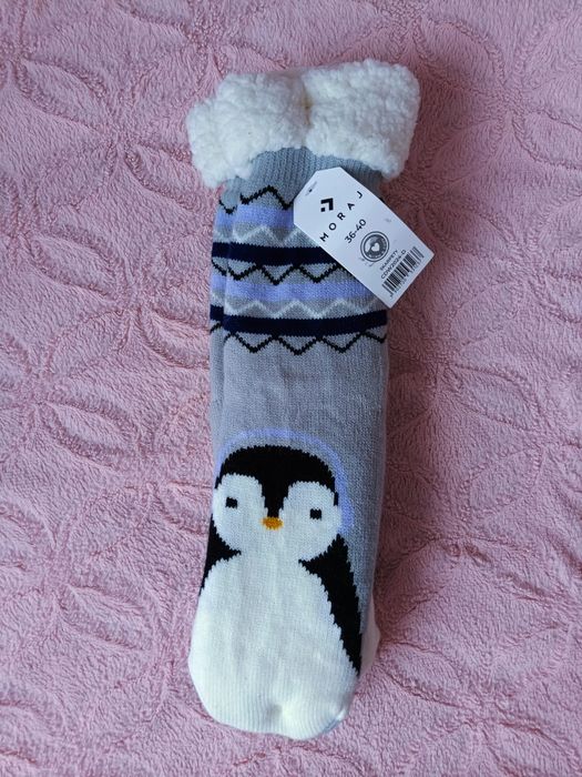 Nowe skarpety kapcie bambosze ocieplane z kożuszkiem antypoślizgowe