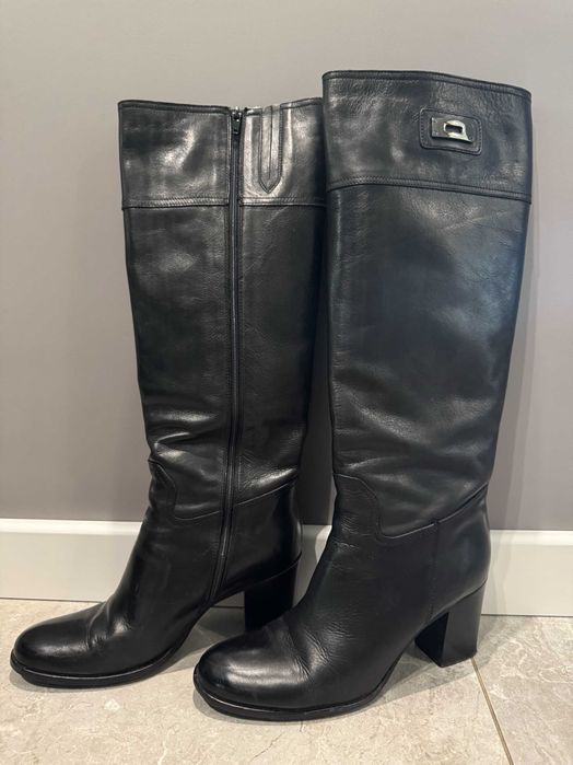 Чоботи жіночі шкіряні чорні Emanuele Gelmetti 40 розмір