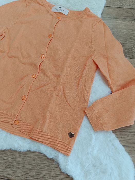 Pomarańczowy kardigan sweterek dziewczęcy 100% Bawełny 122/128 cm H&M