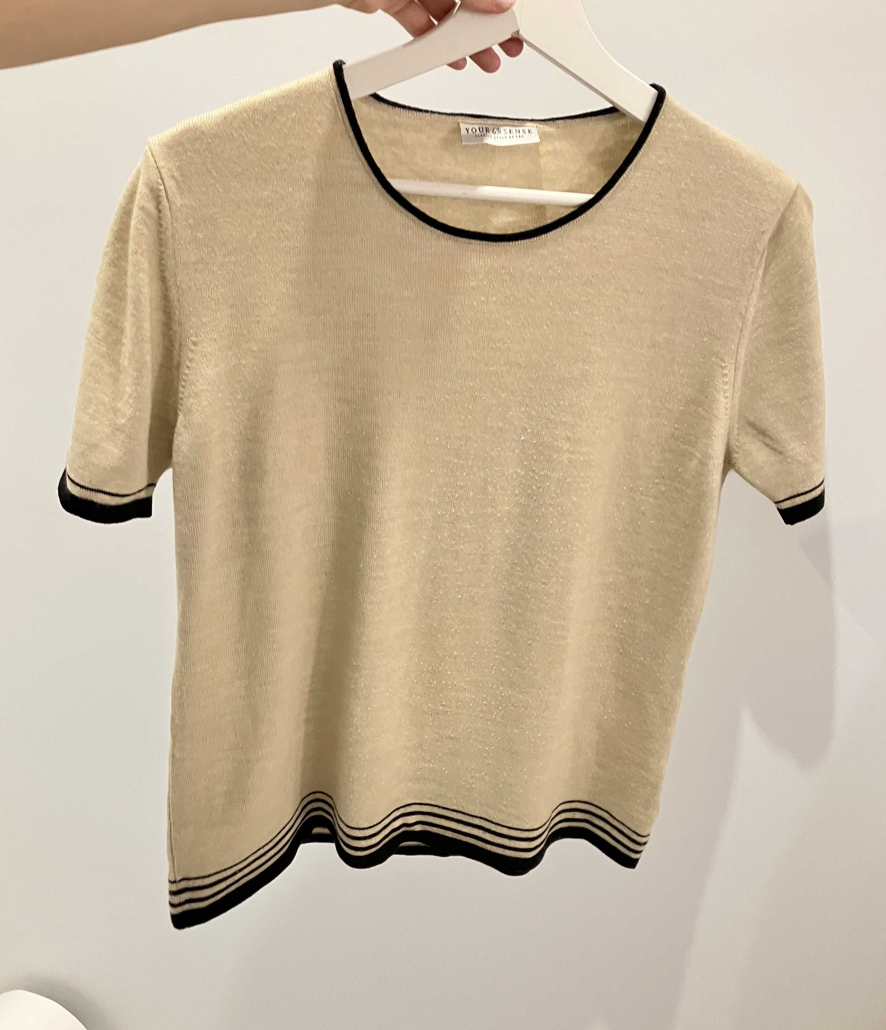 Wełniana beżowa bluzka oldmoney Your 6th Sense wełna merino
