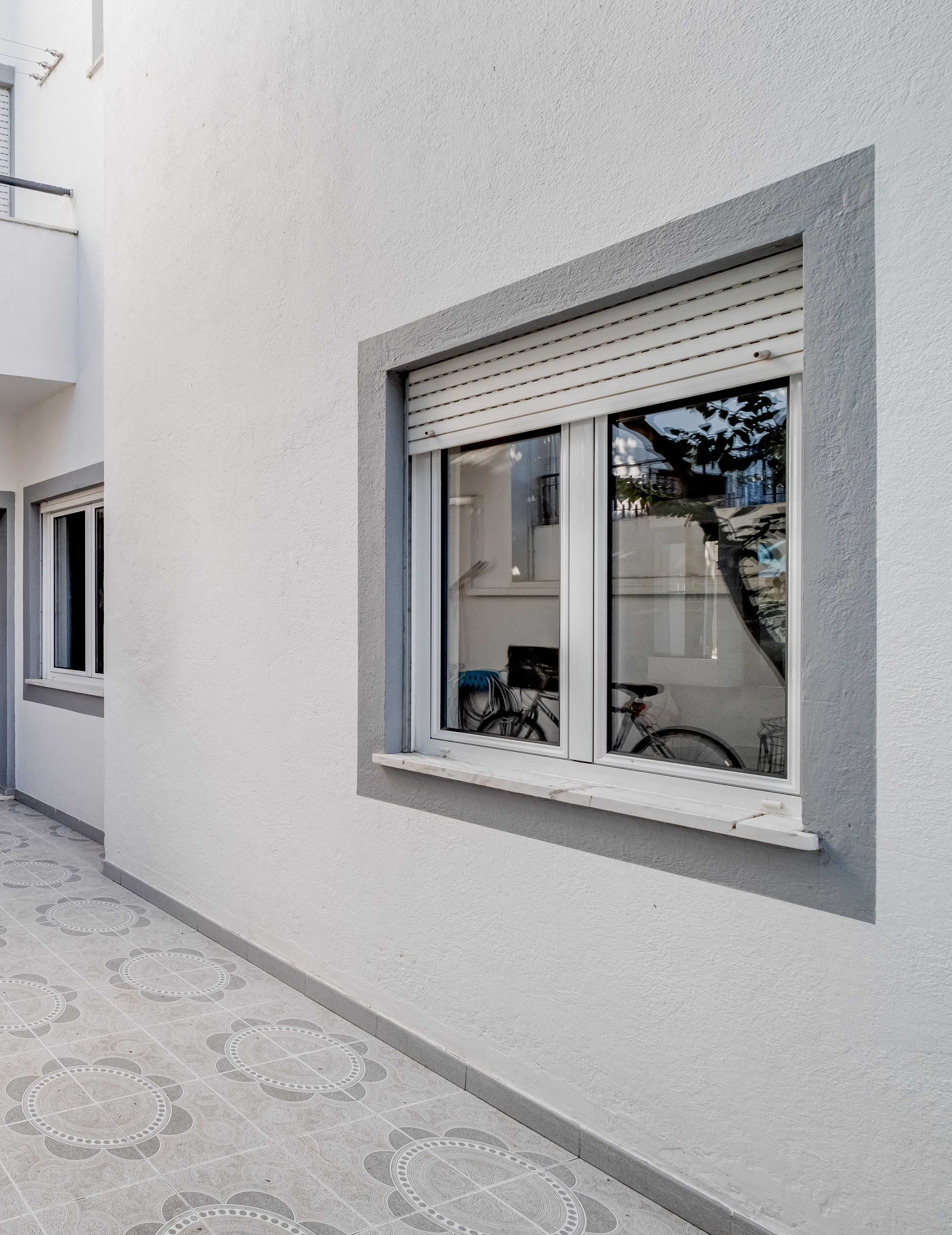 Janela correr vidro duplo, alumínio branco sem corte térmc, 109 X 119