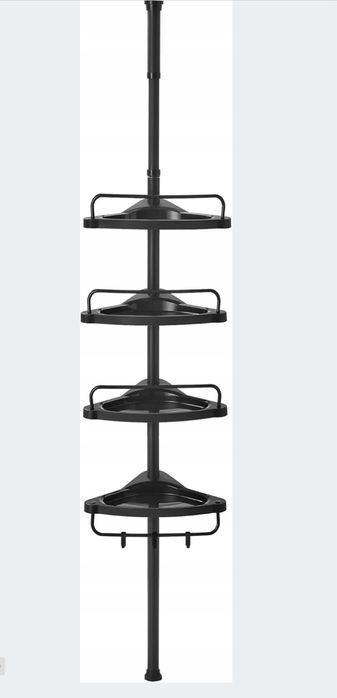 Pólka lazienkowa pod prysznic czarna i biala wisząca narożna