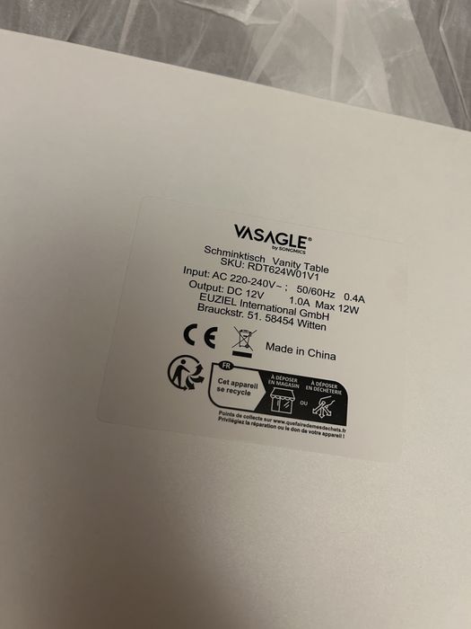 Lustro led Vasagle songmics lustro od toaletki 53x39,5