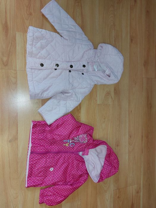 Zestaw 2 cienkich kurtek różowych dla dziewczynki 68 74 cm