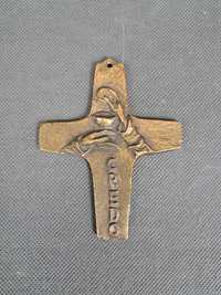 Krzyż mosiężny, krzyżyk wiszący, wys.10 cm