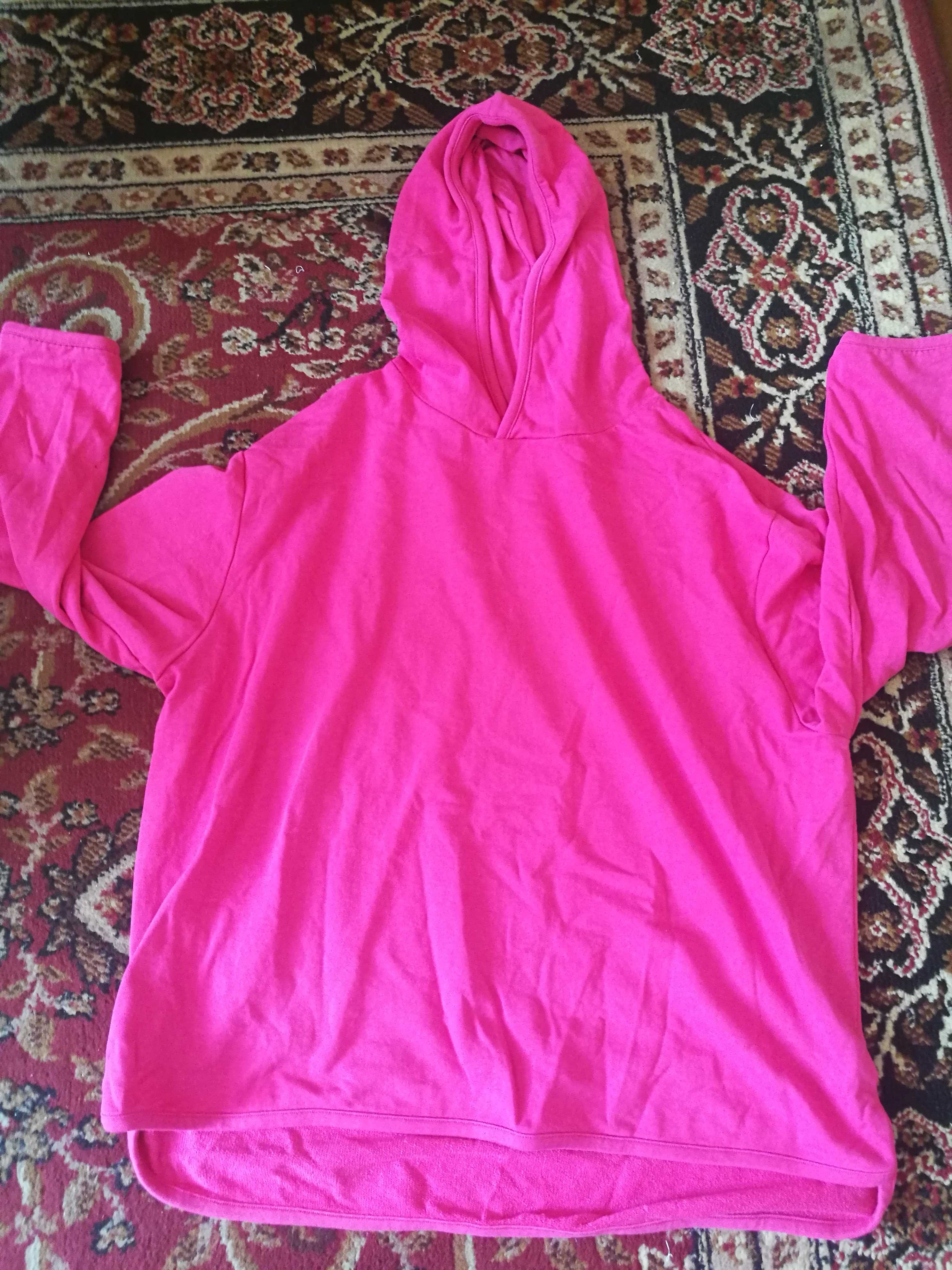 Bluza damska różowa kaptur bieganie biegowa L XL fitness