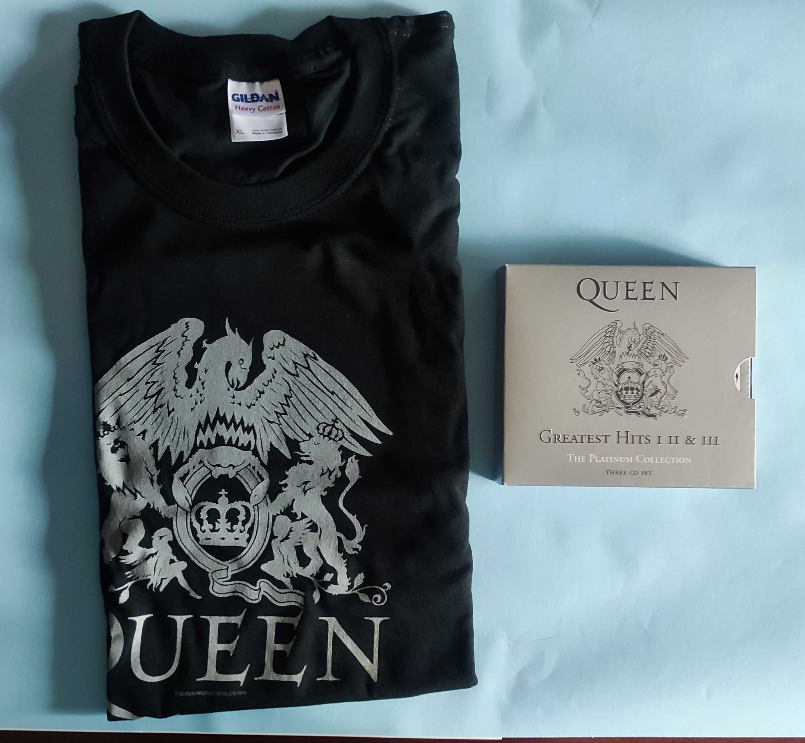 Caixa de lata com CD's e T-Shirt dos Queen