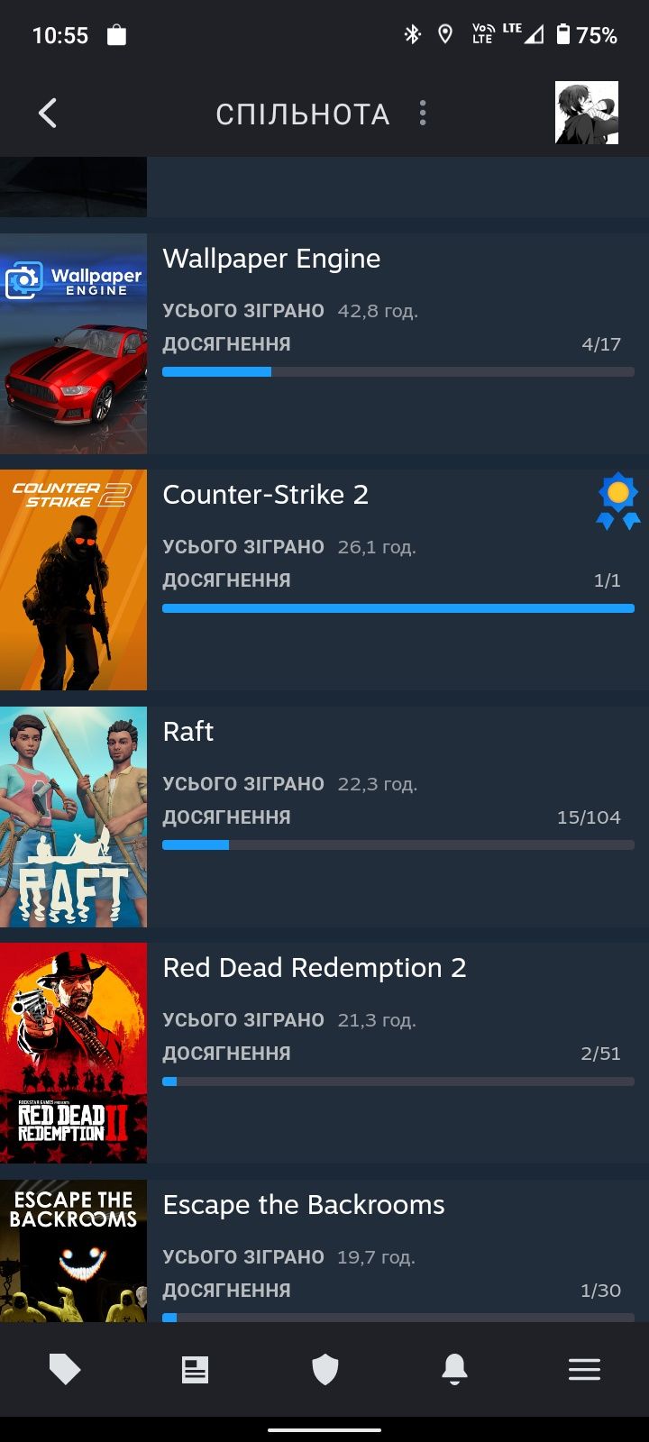 Аккаунт Steam (76 игор)