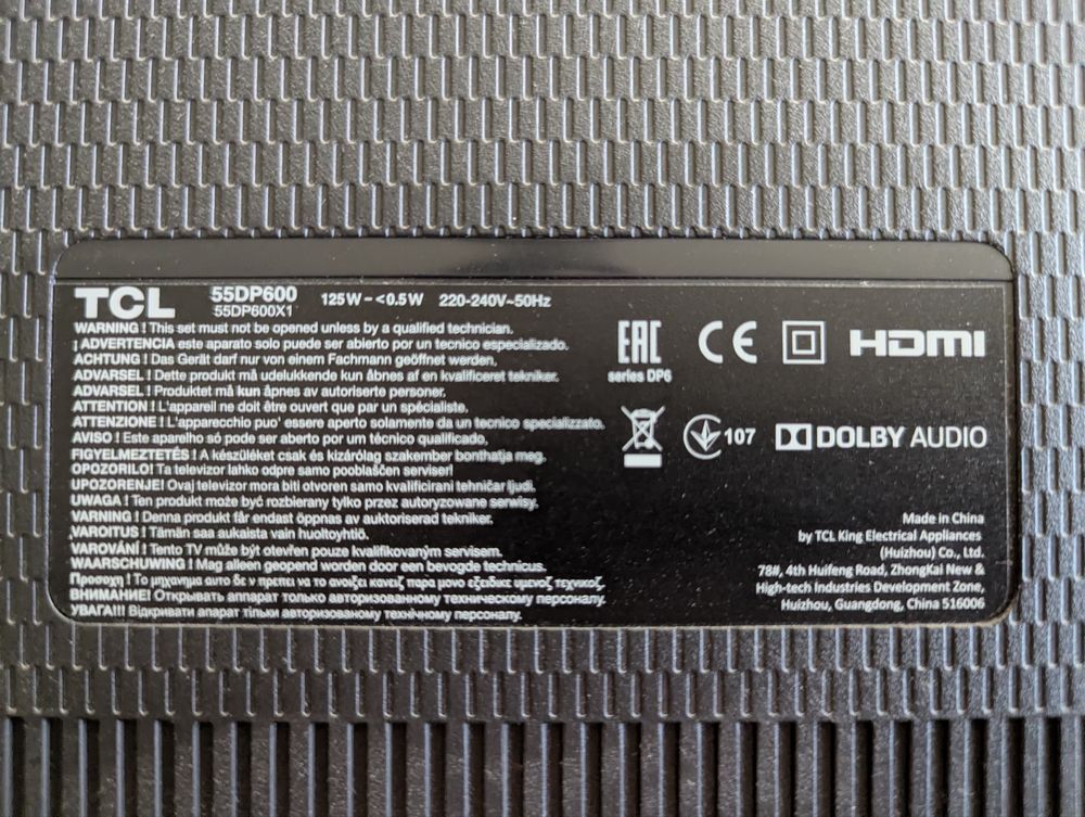 Телевизор TCL 55DP600 55 " НА ЗАПЧАСТИ