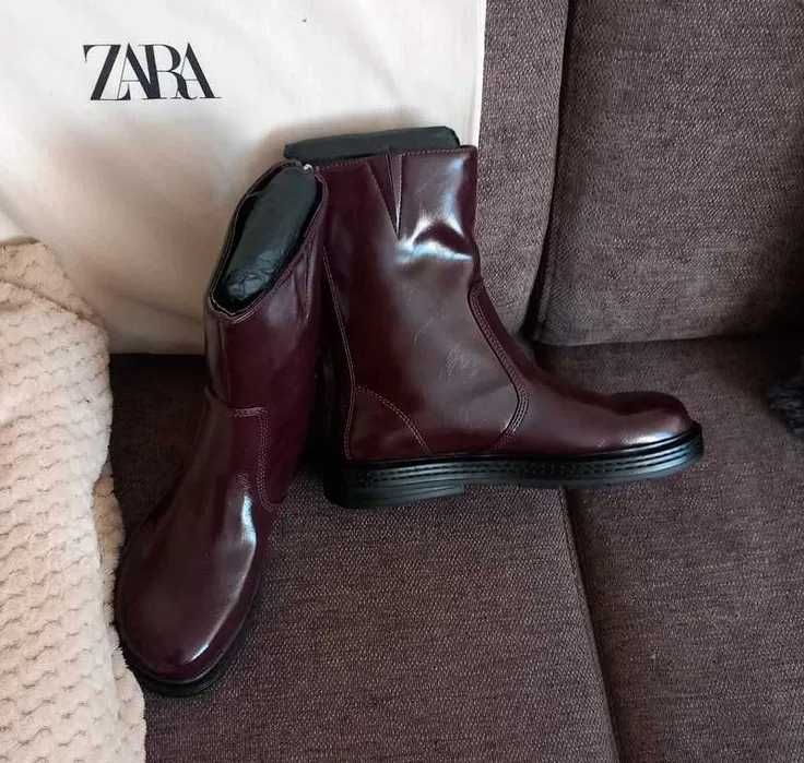 Botki Zara, burgundowe, rozm. 37, Zara