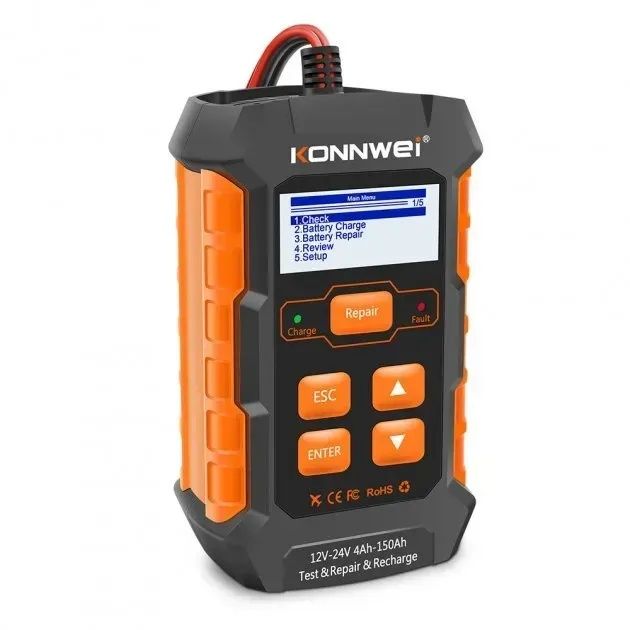 Автомобільний тестер АКБ та зарядний пристрій Konnwei KW520