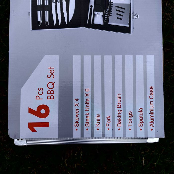 Zestaw do grilla BBQ 16 el. stal nierdzewna w aluminiowej walizce