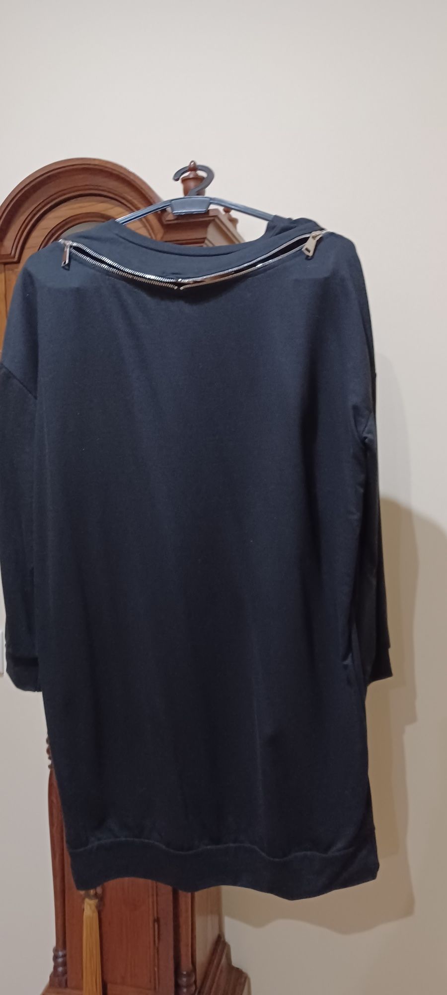 ZARA Vestido curto ou tunica em algodao preto, NOVO boa qualidade, M/L