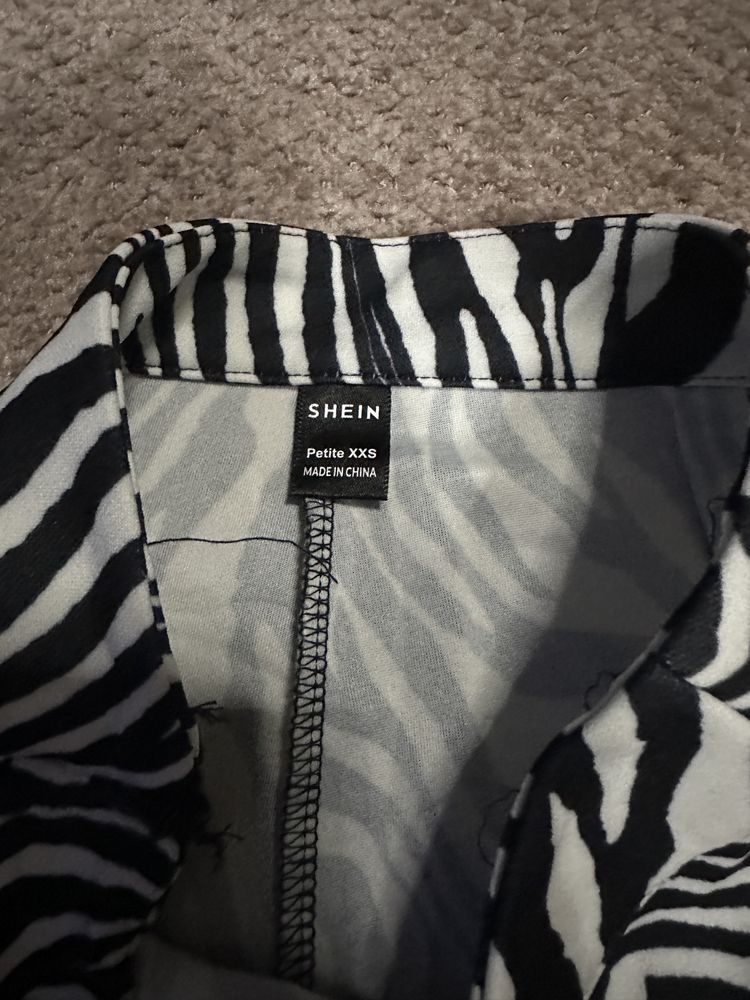 spodnie damskie z szeroka nogawka zebra shein xxs super stan modne now