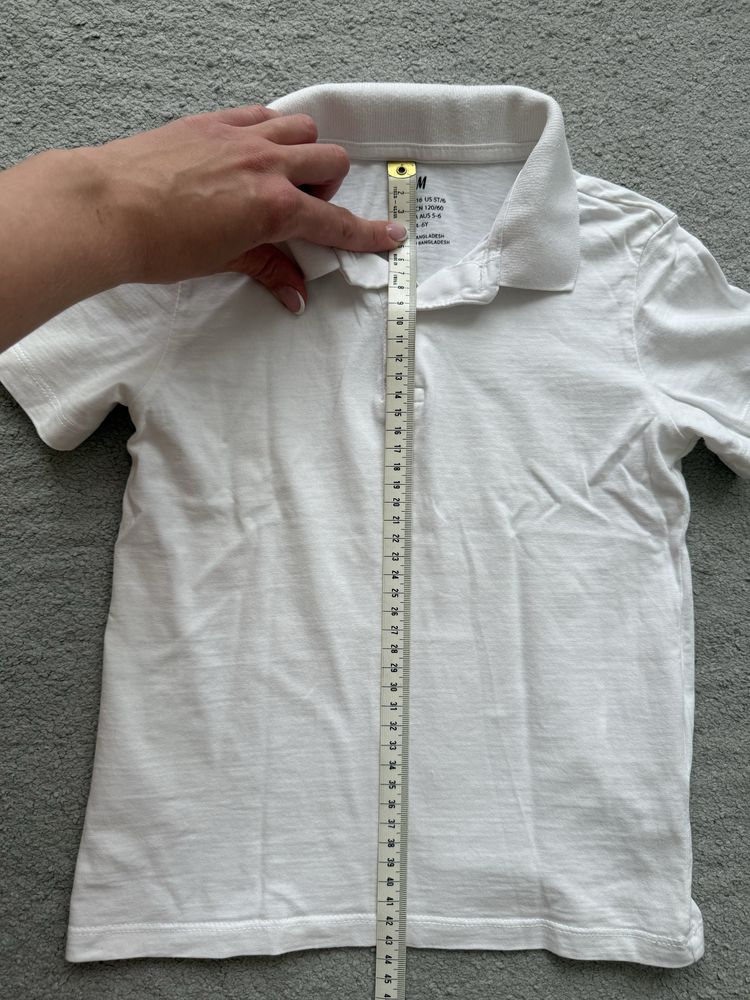 Biała koszulka polo H&M białe polo, polówka, t-shirt z kołnierzykiem