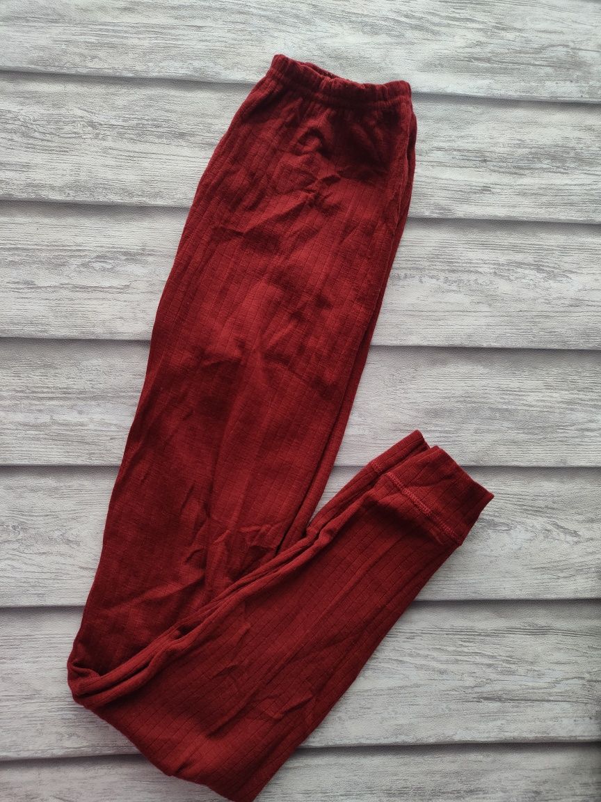 Burgundowe legginsy odzież termiczna termoaktywna wełna merino