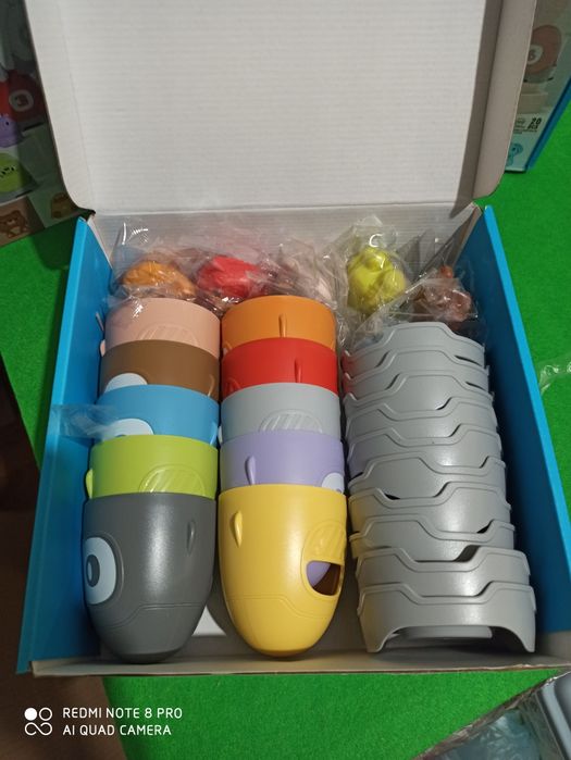 Пальчиковий театр набір 5 тваринок, сортер за кольорами будиночки 10