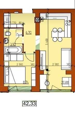 Продаж квартири 42 м.кв. за 22000 дол