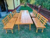 Komplet drewniany stół o wym. 90cm x 300cm z ławkami 4szt.