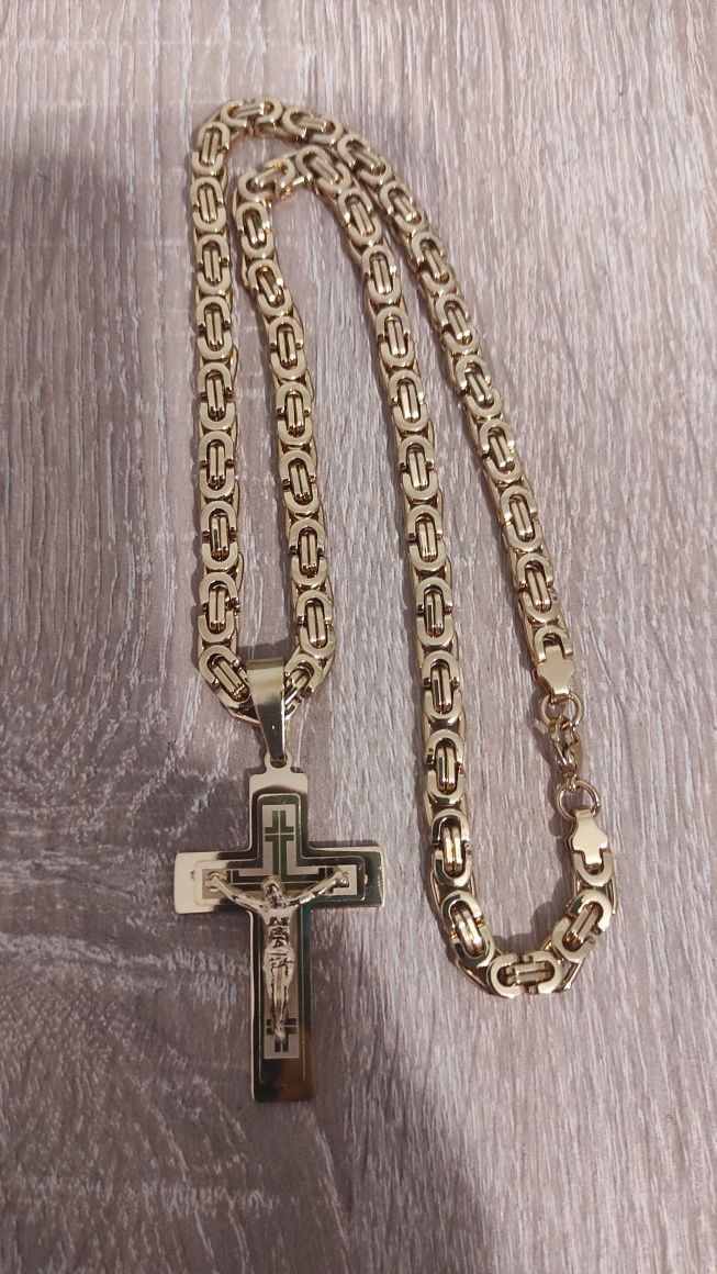 Złoty łańcuszek królewski z krzyżem duży wybór wzorów w ogłoszeniu