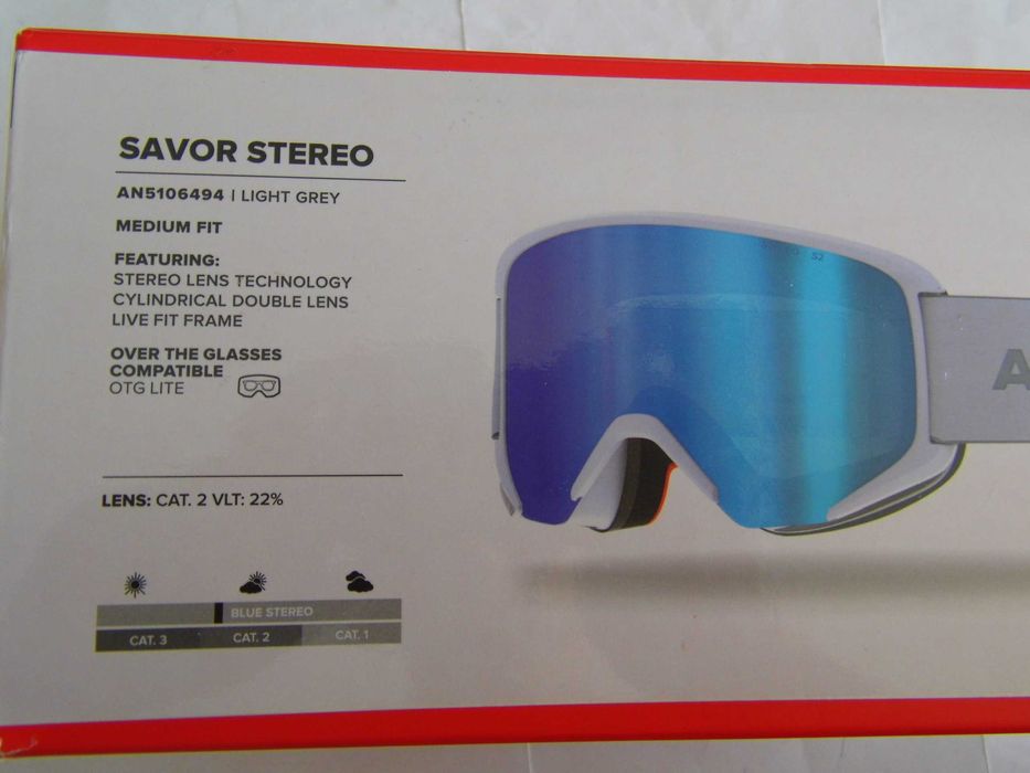 Gogle narciarskie Savor Stereo Light Grey S2 OTG Nowe