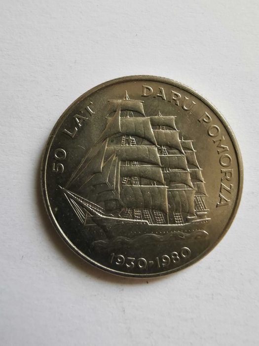 Moneta 20 złotych z 1980 PRL 50 lat Daru Pomorza