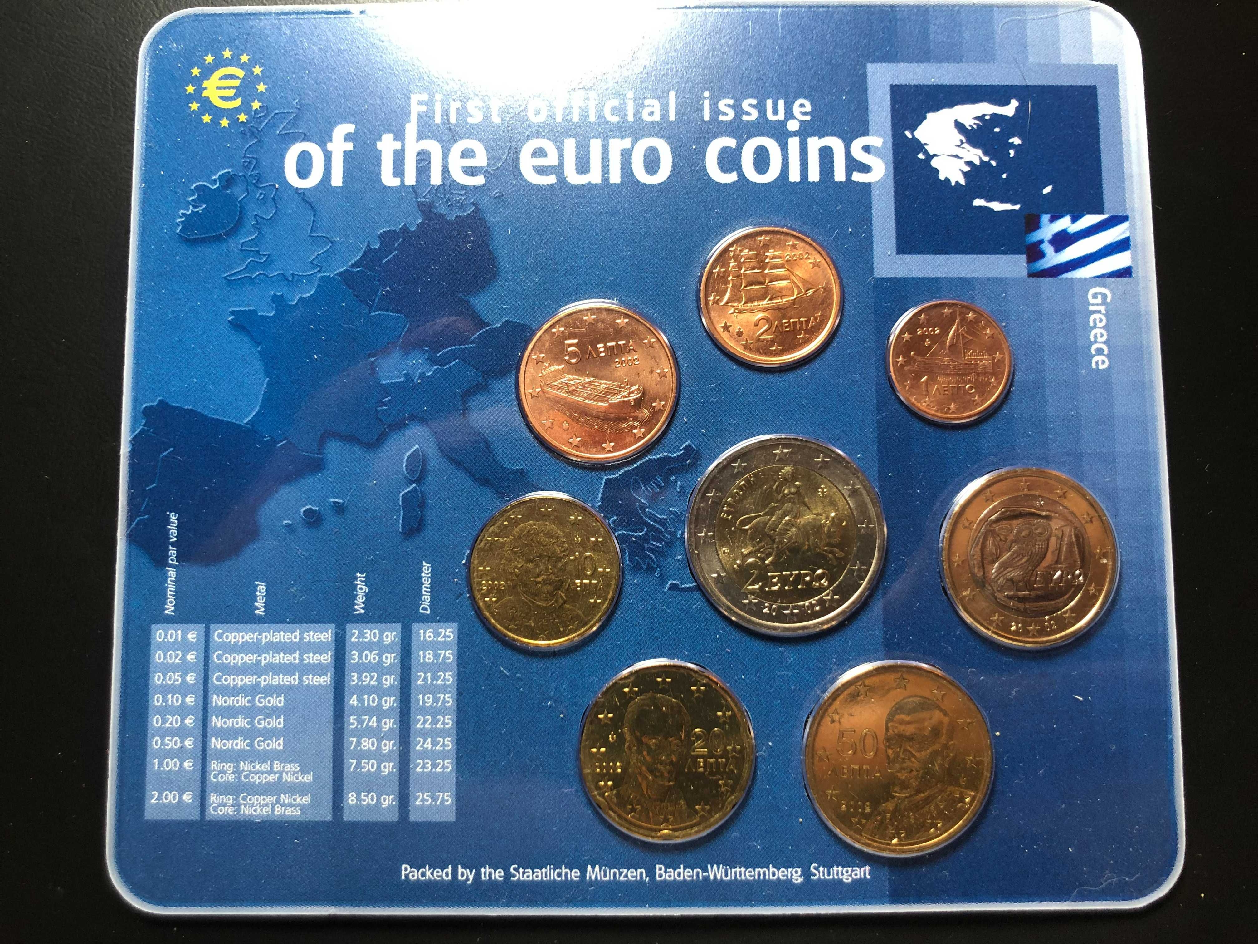 Set Anual Euros Grécia 2002 UNC com Blister