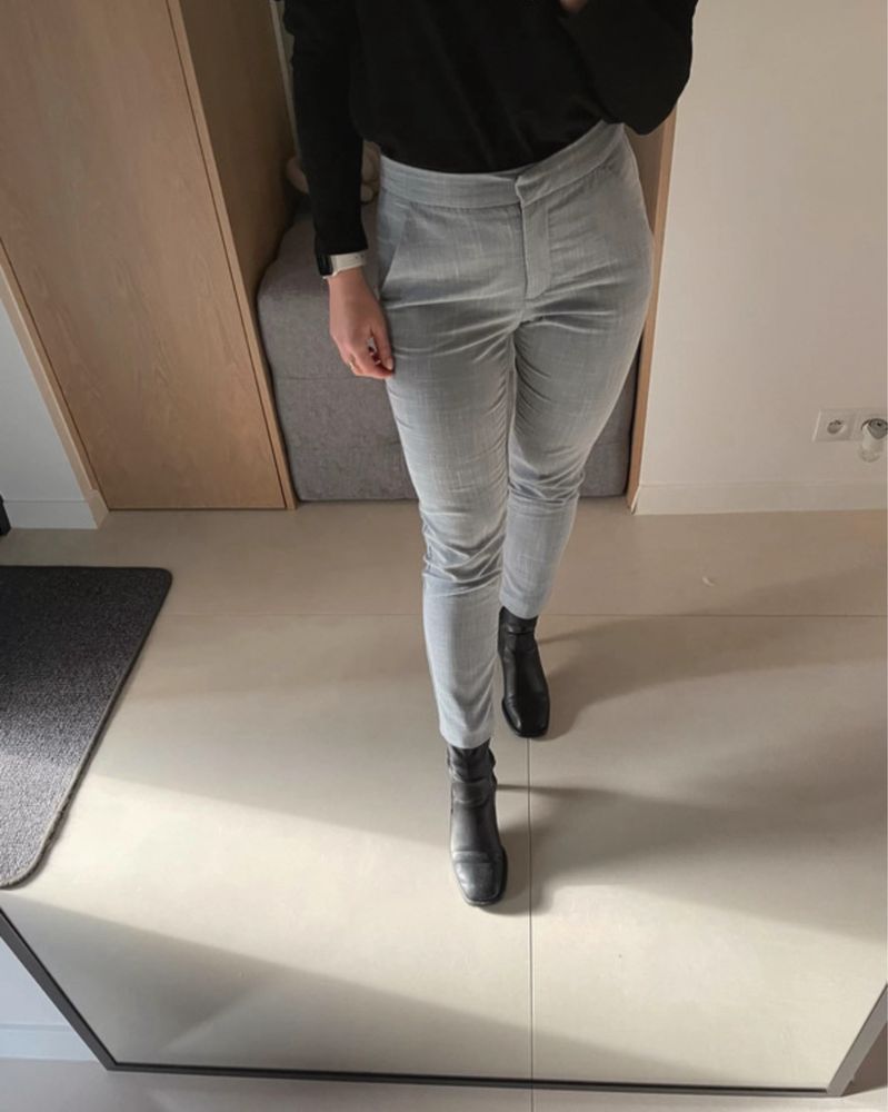 Zara szare spodnie eleganckie chinosy do pracy garnitu