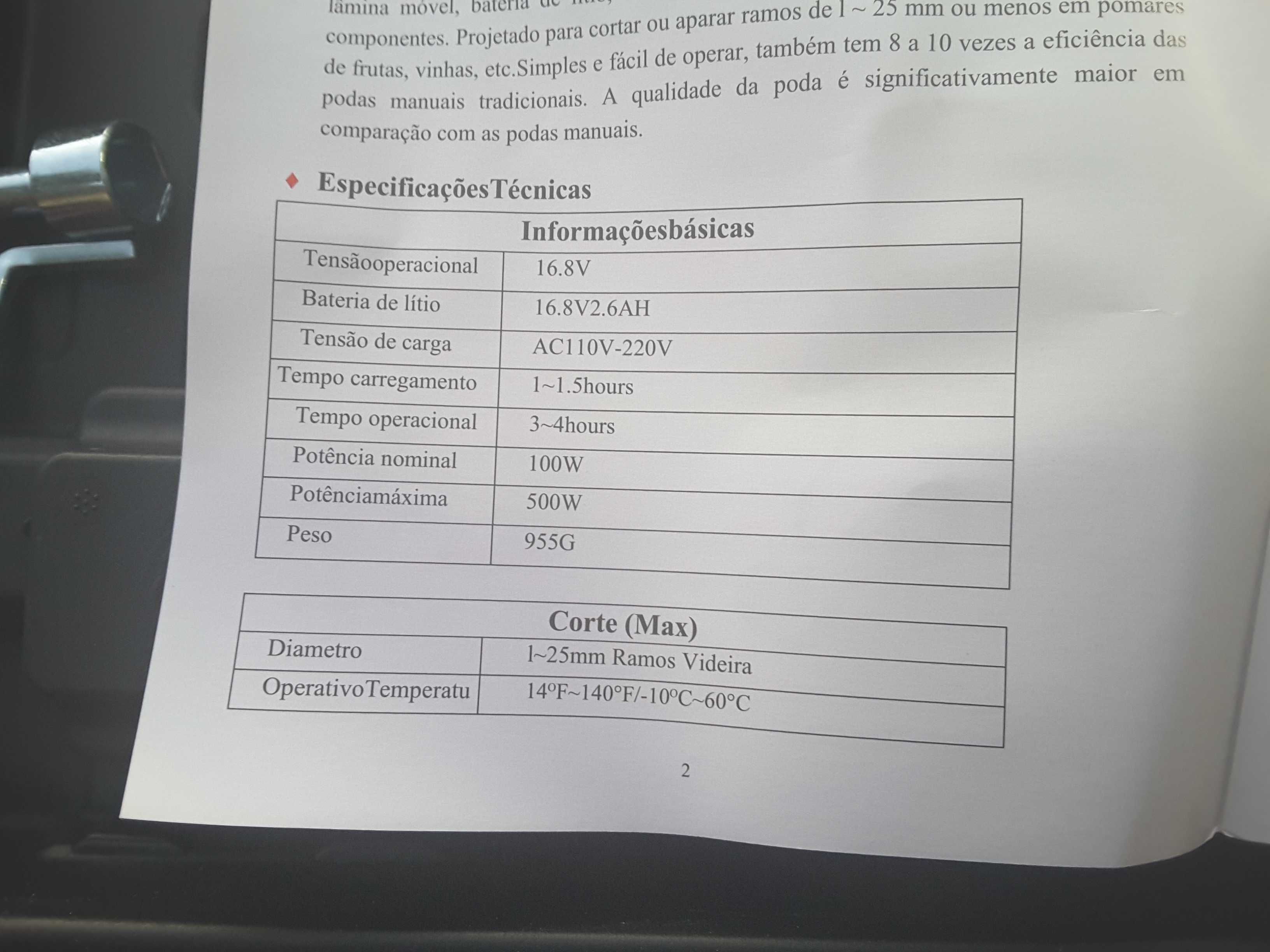 Tesouras de podar alimentadas a bateria sem fios Gron SDS 000 28