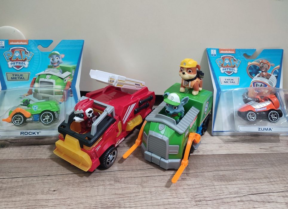 Щенячий патруль Рокки и мусоровоз Маршал и пожарная машина Зума Крепыш