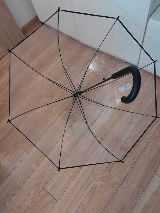 Nowy parasol średni, transparentny XL, Półautomat. _ Windproof