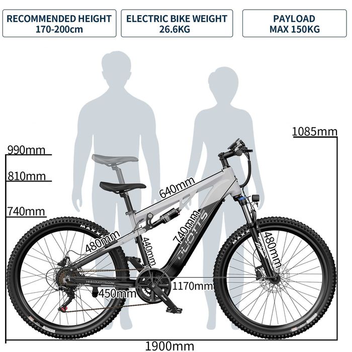 Pojazdy elektryczne DUOTTS E29 720W 48V 13.5AH 90KM 27.5''