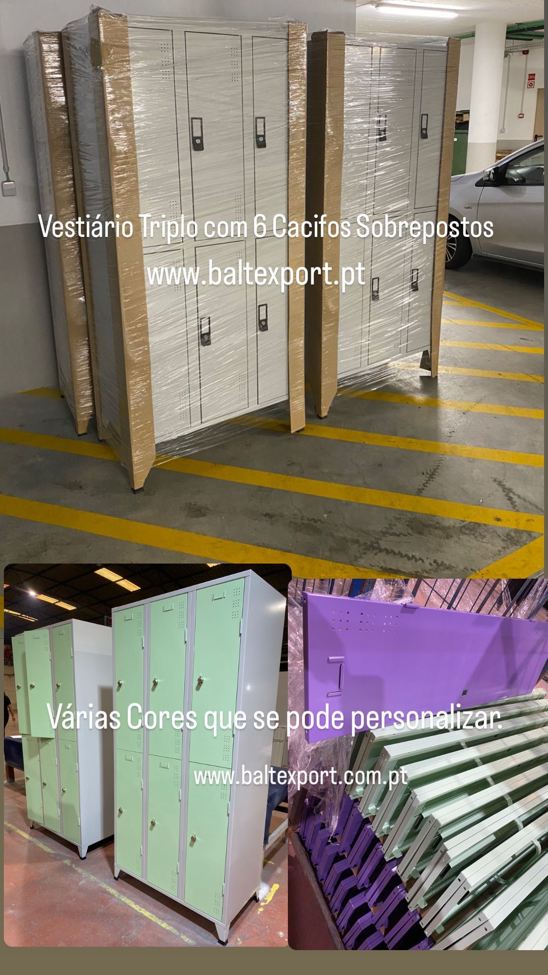 Armário Vestiário 6 Cacifos com 1900A*900L*500P mm com Pés 200 Cinza