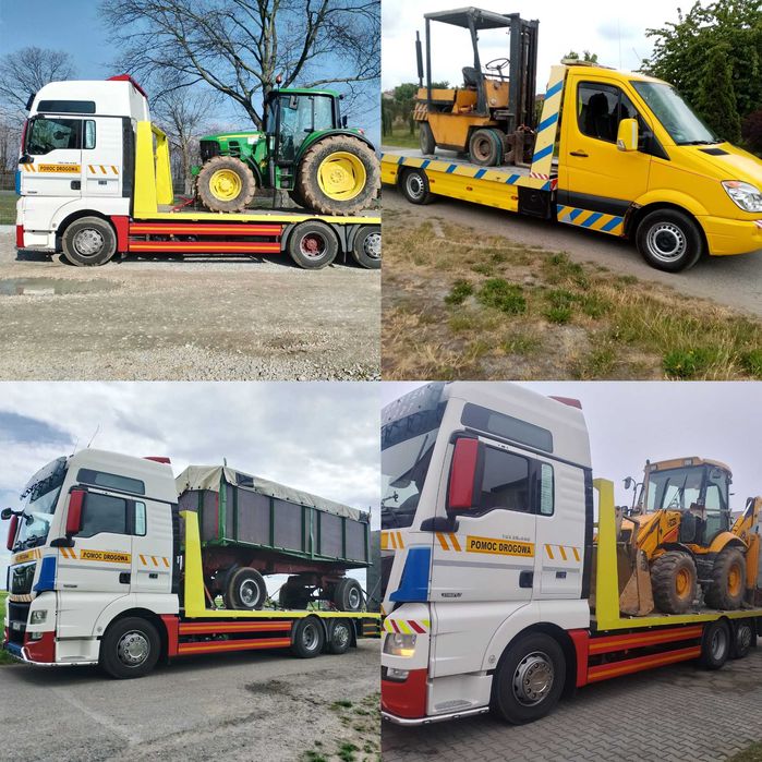 Transport Laweta do 15Ton Przyczep Ciągniki widlaki koparki Busy  24H