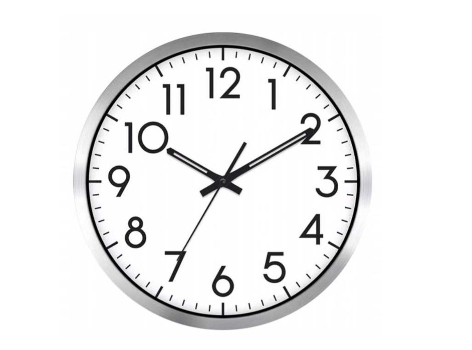 Zegar ścienny srebrny klasyczny nowoczesny analogowy na ścianę