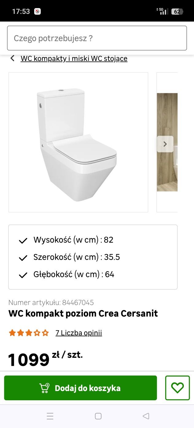 Sprzedam WC kompakt poziom Crea Cersanit